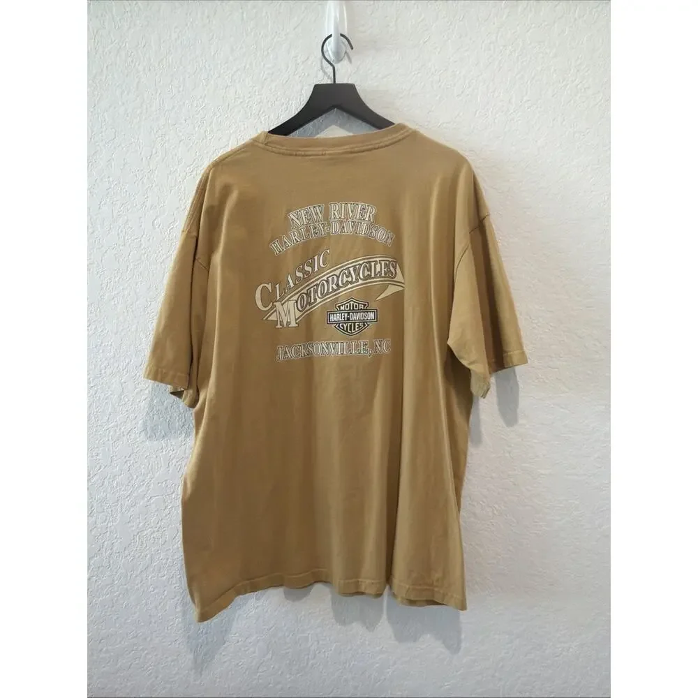 Harley Davidson Vintage 2005 Golden Yellow T-shirt Size 2xl